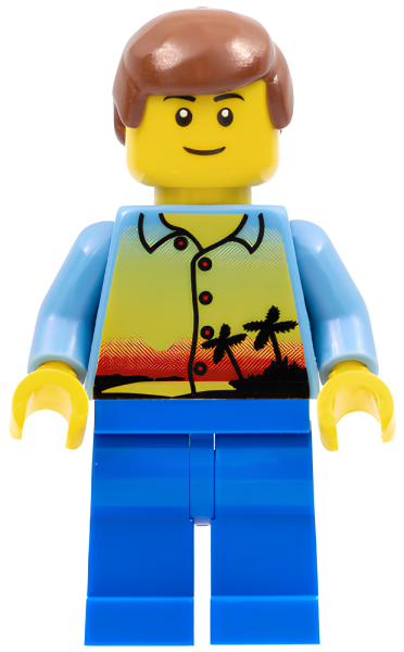 Минифигурка LEGO Sunset and Palm Trees - Male, Blue Legs hol017 U